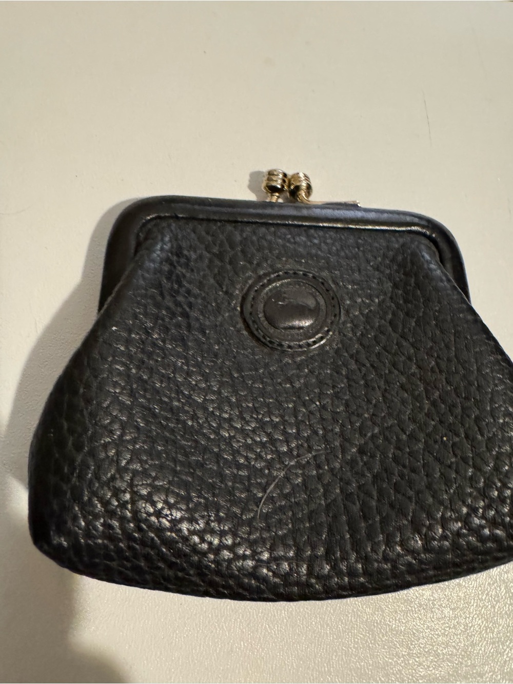 Dooney & Bourke Black Pebbled Leather Kiss-Lock Coin Pouch